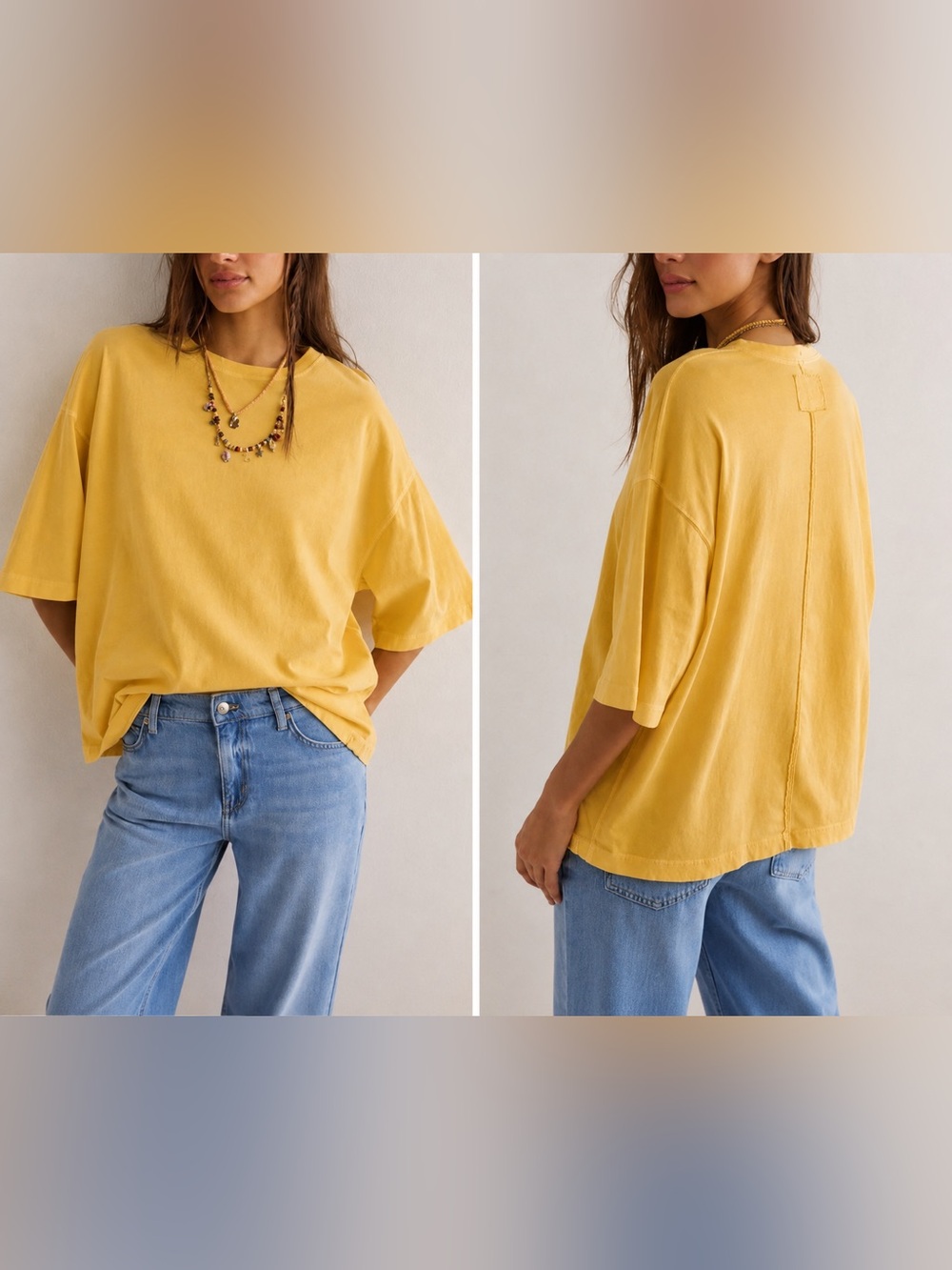 NWOT Free People We The Free Perfect Oversized Tee - Apricot Sherbert - Large